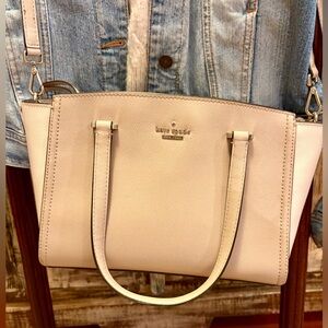 Kate Spade Pink&Cream Colorblock Small Leather Satchel Detachable Crossbody GUC✨